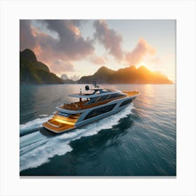 Sunset On A Yacht Canvas Print