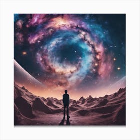 Space - Space Stock Videos & Royalty-Free Footage.Galaxy dream world with a person standing Canvas Print