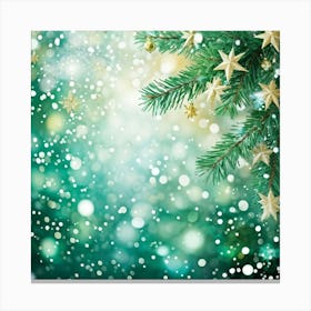 Abstract Concept Of Christmas Using Evergreen Branches As Main Subject Covered In Fine Glittering S 2 1 Canvas Print