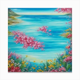 Cherry Blossoms By The Sea Canvas Print