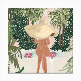 Nude Woman In Hat Canvas Print