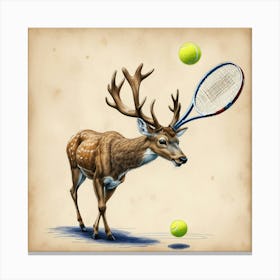 Deer With Tennis Racket Canvas Print