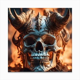 Demon Skull With Horns Canvas Print
