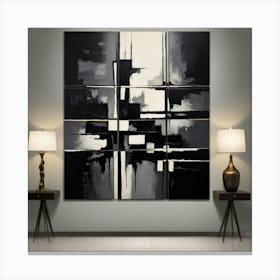 Abstract Black And White Painting 1 Canvas Print