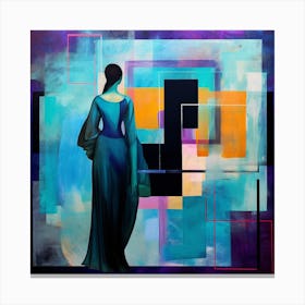 Woman In Blue Dress 3 Canvas Print