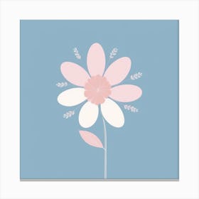 A White And Pink Flower In Minimalist Style Square Composition 656 Canvas Print