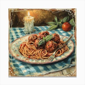 Spaghetti And Meatballs Canvas Print