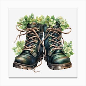 Boots With Flowers Canvas Print