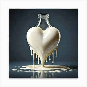 Firefly Heart, Shaped, Dripping, Milk, Bottle, Liquid, Creative, Artistic, Surreal, Conceptual, Flui (2) Canvas Print