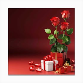 Valentine'S Day Roses Canvas Print