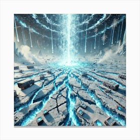 A Futuristic Sci Fi Depiction Of Freezing Fissures Canvas Print