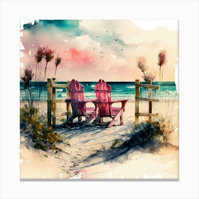 Pink Adirondack Chairs Canvas Print