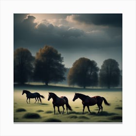 Horses In A Field 24 Canvas Print