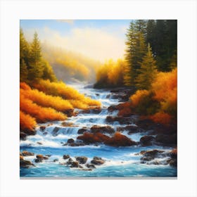 Riverside In Autumn Canvas Print