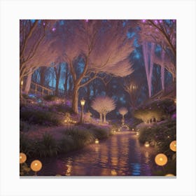 Fairytale Forest At Night Canvas Print