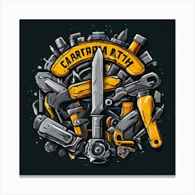 Logo Vector Tools Wrench Hammer Screwdriver Saw Pliers Drill Gear Nuts Bolts Spanner Ch (15) Canvas Print