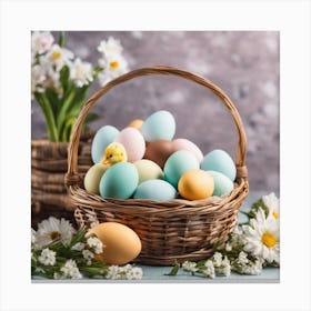 Easter Eggs In A Basket 6 Canvas Print