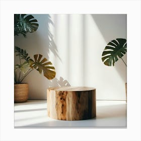 Wood Stump In A Room Canvas Print