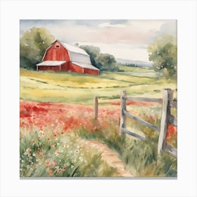 50859 Watercolor Painting Of A Rolling Countryside, With Xl 1024 V1 0 Canvas Print