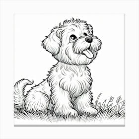 Line Art terrier dog Canvas Print