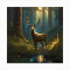 Deer In The Forest Canvas Print