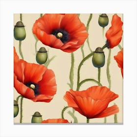 Poppies Seamless Pattern Canvas Print