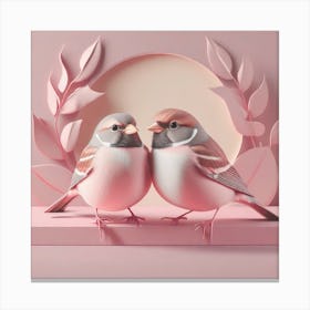 Firefly A Modern Illustration Of 2 Beautiful Sparrows Together In Neutral Colors Of Taupe, Gray, Tan (68) Canvas Print