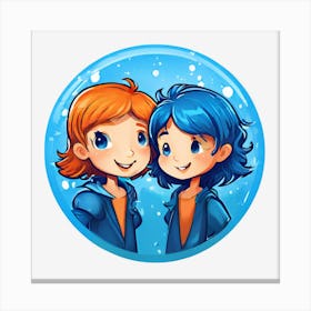 Two Girls With Blue Hair Canvas Print