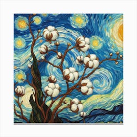 Van Gogh style, Cotton Flower branch 1 Canvas Print