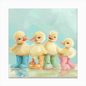Ducks In Rain Boots Canvas Print