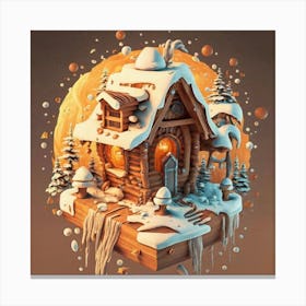 Wooden hut snow 13 Canvas Print