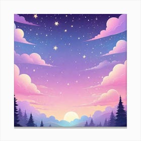 Sky With Twinkling Stars In Pastel Colors Square Composition 40 Canvas Print
