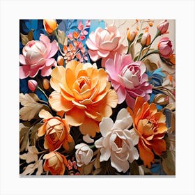 Vibrant  Watercolor Roses Canvas Print