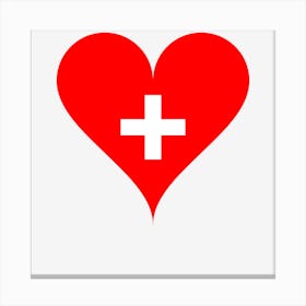 Love Heart Flag Switzerland Cross Red White Heart Love Red White Canvas Print
