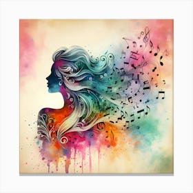 Woman With Musical Notes Canvas Print