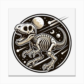 T-Rex In Space Dinosaur Skeleton Bones Extinct Canvas Print