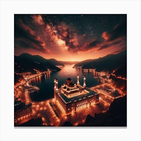 Muslim Mosque At Night Canvas Print