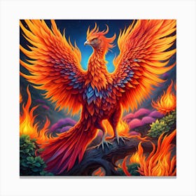 Eternal Flames: Phoenix's Radiant Realm Canvas Print