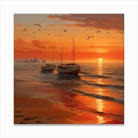 Default Picture An Enchanting Seaside Scene At Sunset With Wav 0 Canvas Print