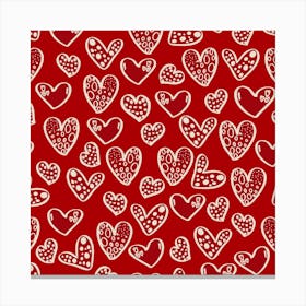 Hearts On A Red Background Vector Seamless Pattern Of Hearts With Valentine S Day Canvas Print