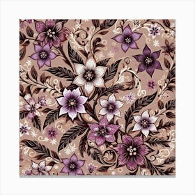 Batik, Purple And Pink Floral Pattern  Canvas Print