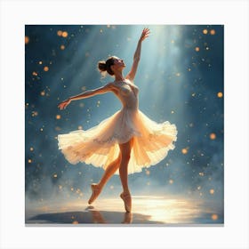 Elegant Ballet In Watercolor With Ethereal Lights 1 Canvas Print