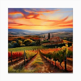 Watercolor Tuscan Vinyard Canvas Print