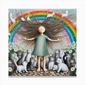 Rainbow Cat Girl 1 Canvas Print