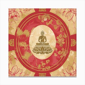 Vesak Banner Texture Featuring Buddhist Symbols 1 Canvas Print