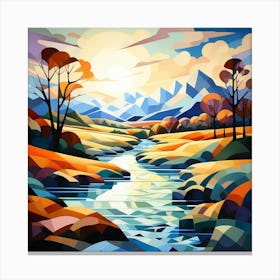 Cubism Art, Landscape 2 Canvas Print