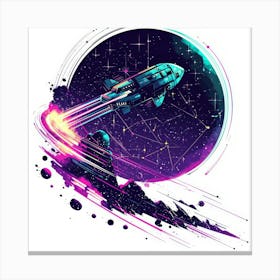 Spaceship In Space.Generated AI. Wall Art Print Lienzos