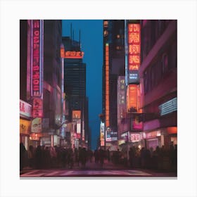 Asian City At Night Canvas Print