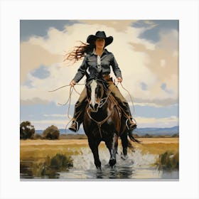 Cowgirl Riding Horse 4 Canvas Print