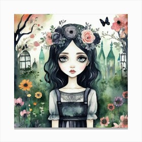 cute whimiscal gothic girl 1 Canvas Print